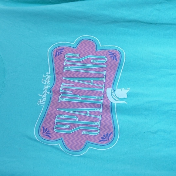 Hanes Michigan State University Teal Pink Spartans Graphic Tee Short Sleeve XL - Picture 2 of 6